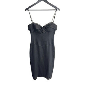 Laundry Design Vintage Y2K Little Black Dress sz 0 XS Babydoll Lace Trim Empire